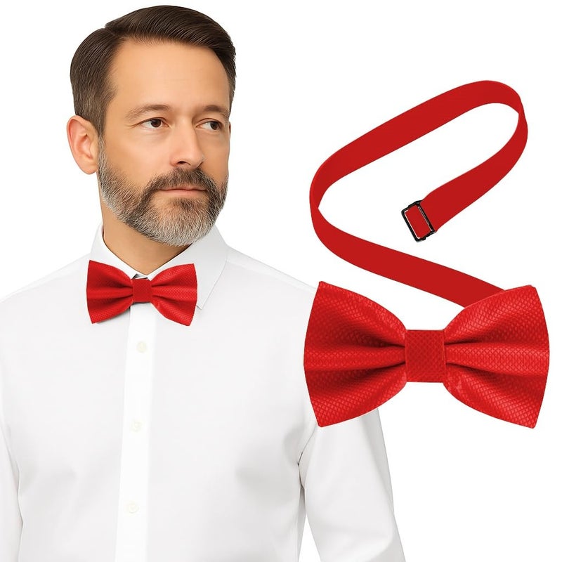 Man of Men Bow Tie for Men Polyester Solid Pretied Bowties Adjustable Tuxedos Bowtie for Weddings & Groomâ€™s Gift â€“ Bow Ties for Women (1, Red) - Image 1